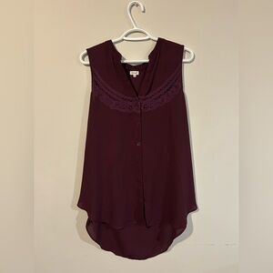 3 for $15 ✨ Kismet Deep Burgundy Lace Accent Blouse
